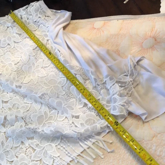 J. Ribkoff Chantilly open lace front stretchy opaque lace back bohemian top - Picture 9 of 9